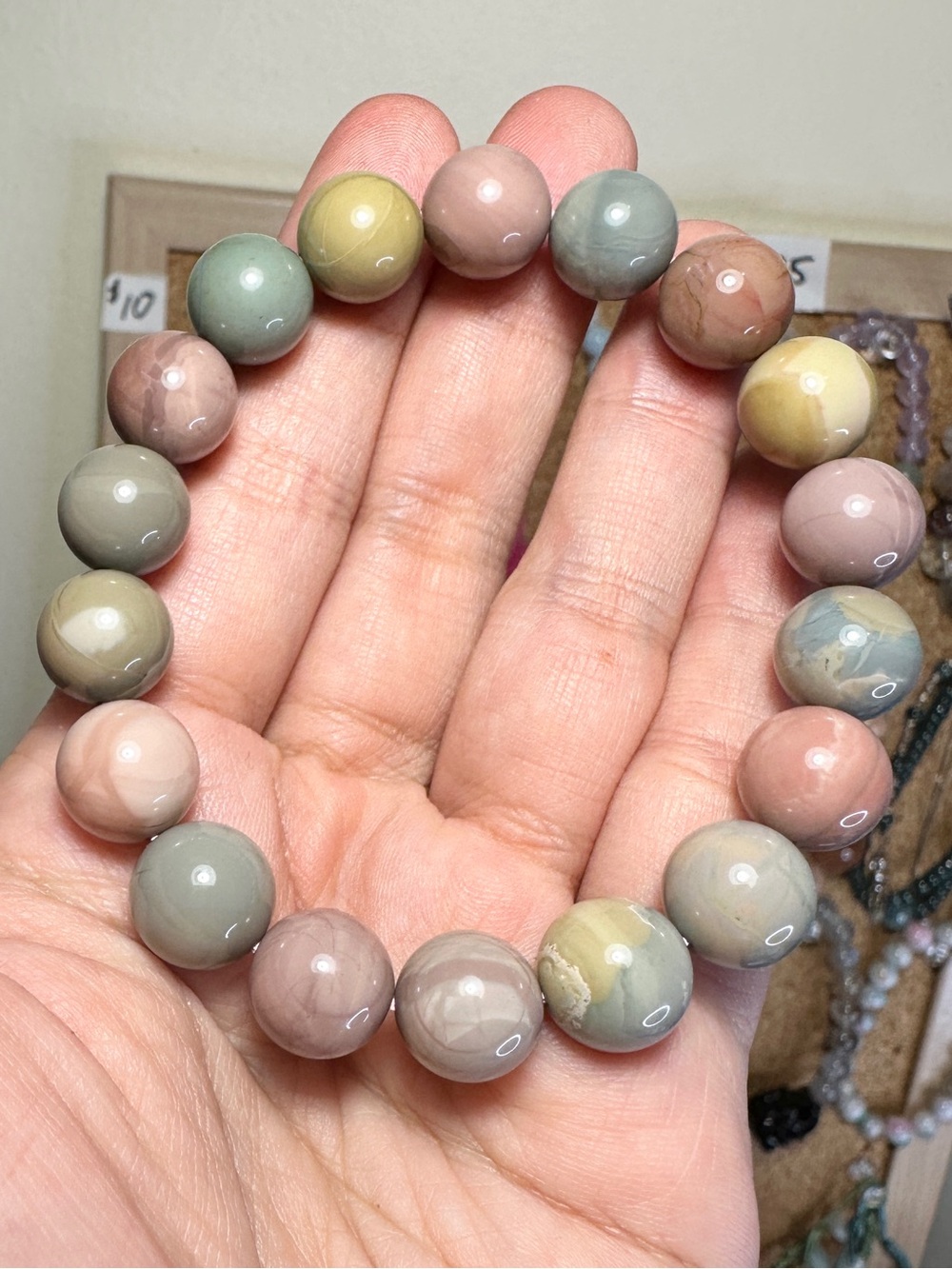 6.75 inch Alashan Desert Stone Bead Stretch Bracelet 11 mm